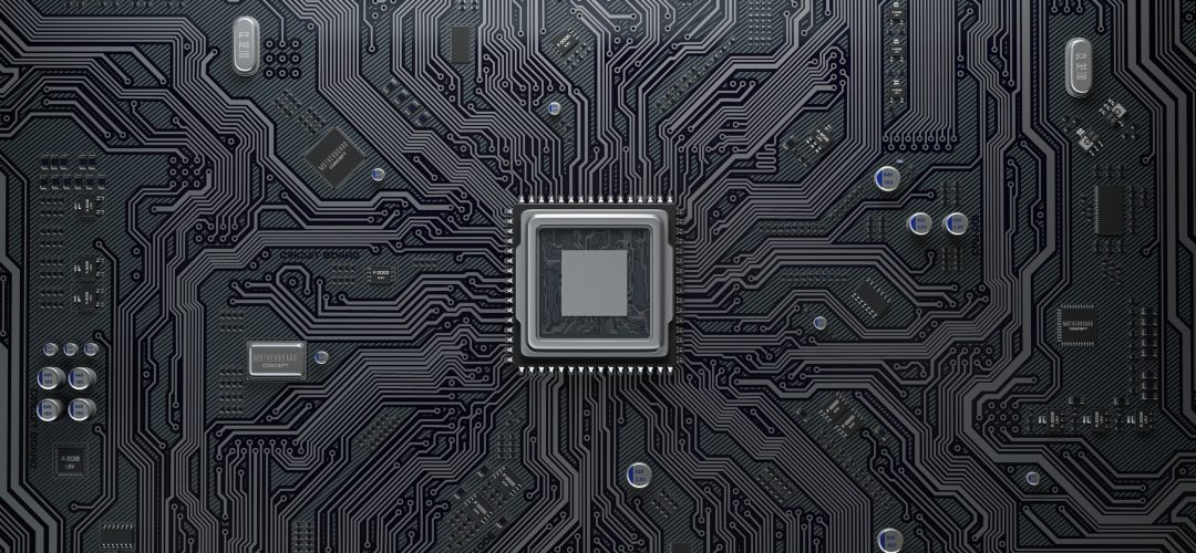 CPU chip on circuit board.